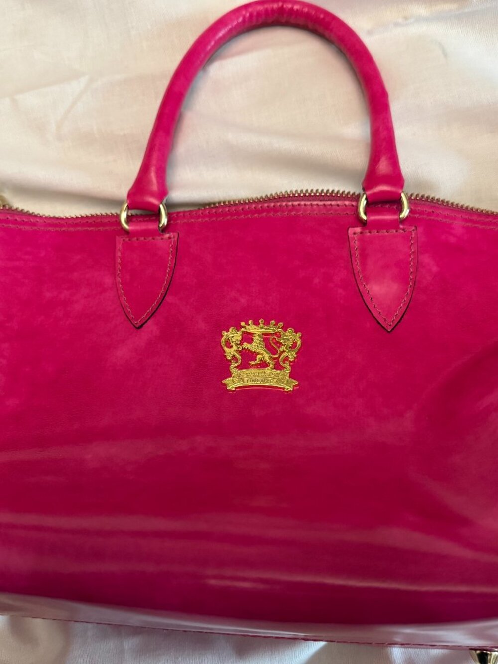 Pratesi Firenze Fuchsia Italian Leather Satchel Shoulder Bag
